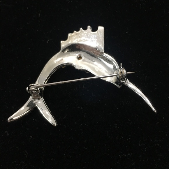 Pell Swordfish Clear Crystal Pin Brooch - Picture 3 of 3